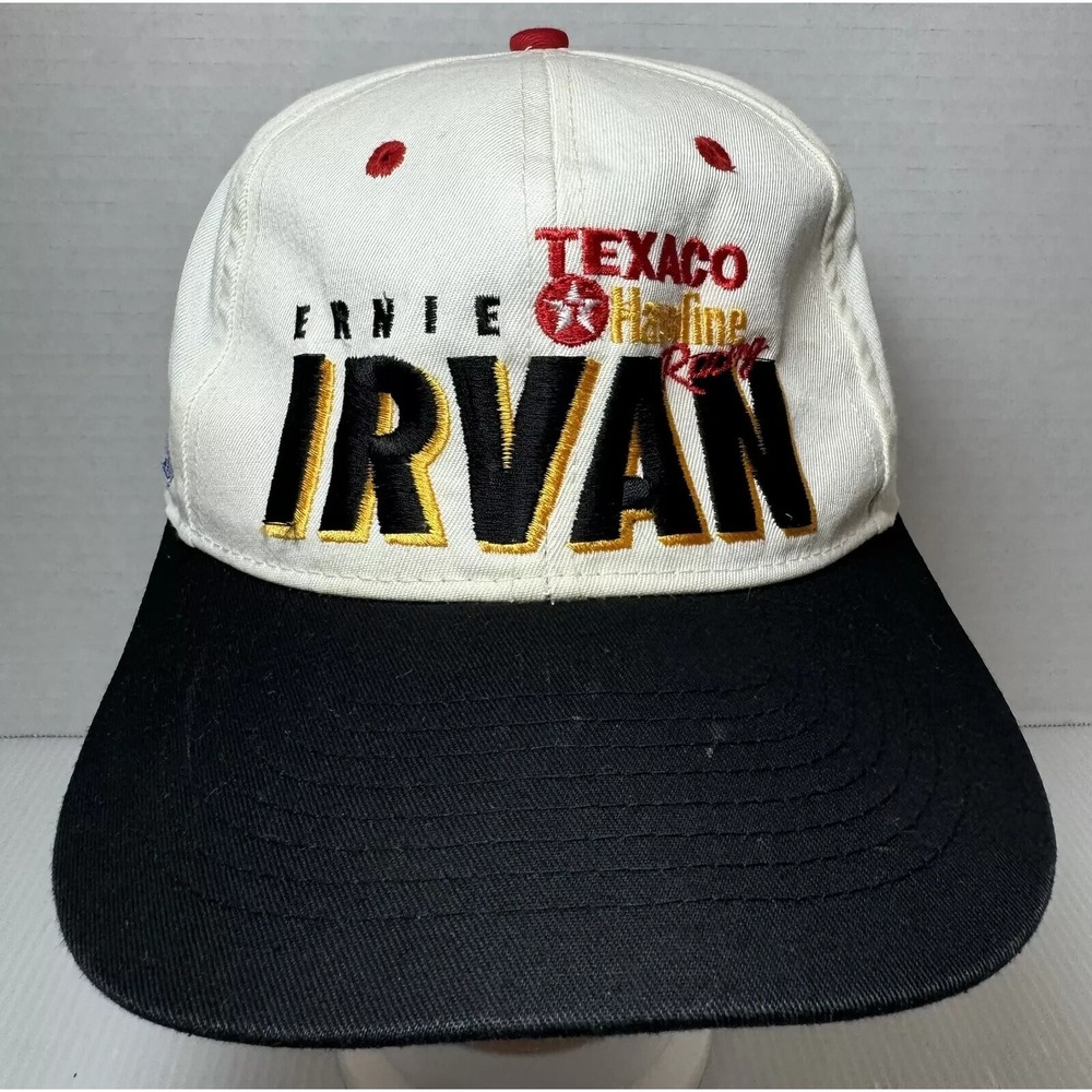 Vintage NASCAR Ernie Irvan 28 Hat Texaco Havoline Racing Snapback White Black